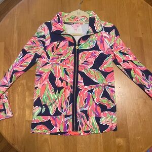 Lilly Pulitzer Colorful Tropical Zip-Front Jacket - Navy, Pink & Green
